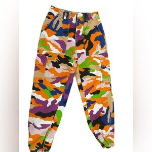 Y2K style Colorful bright color Camo Cargo pocket Jogger pants